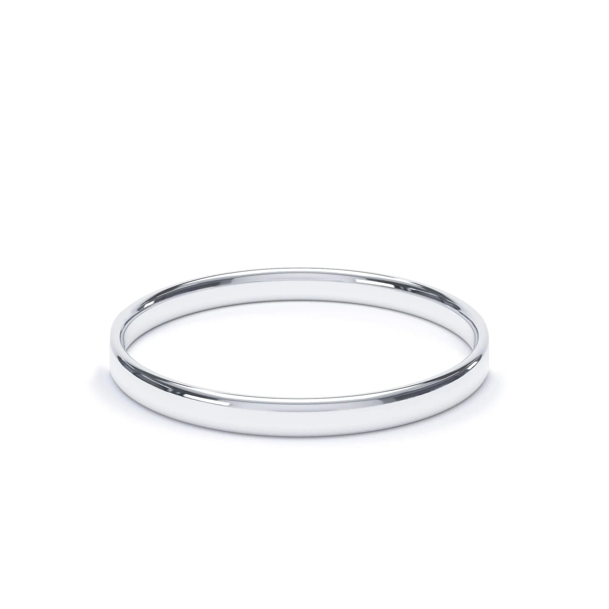 - Oval Profile Plain Wedding Ring 18k White Gold