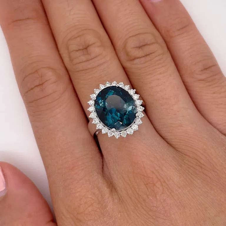 10.36 Carat London Blue Diamond Halo Ring