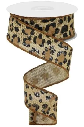 1.5" Leopard Print Ribbon: Natural (10 Yards)