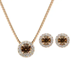 18ct Rose Gold Brown and White Diamond Two Piece Gift Set