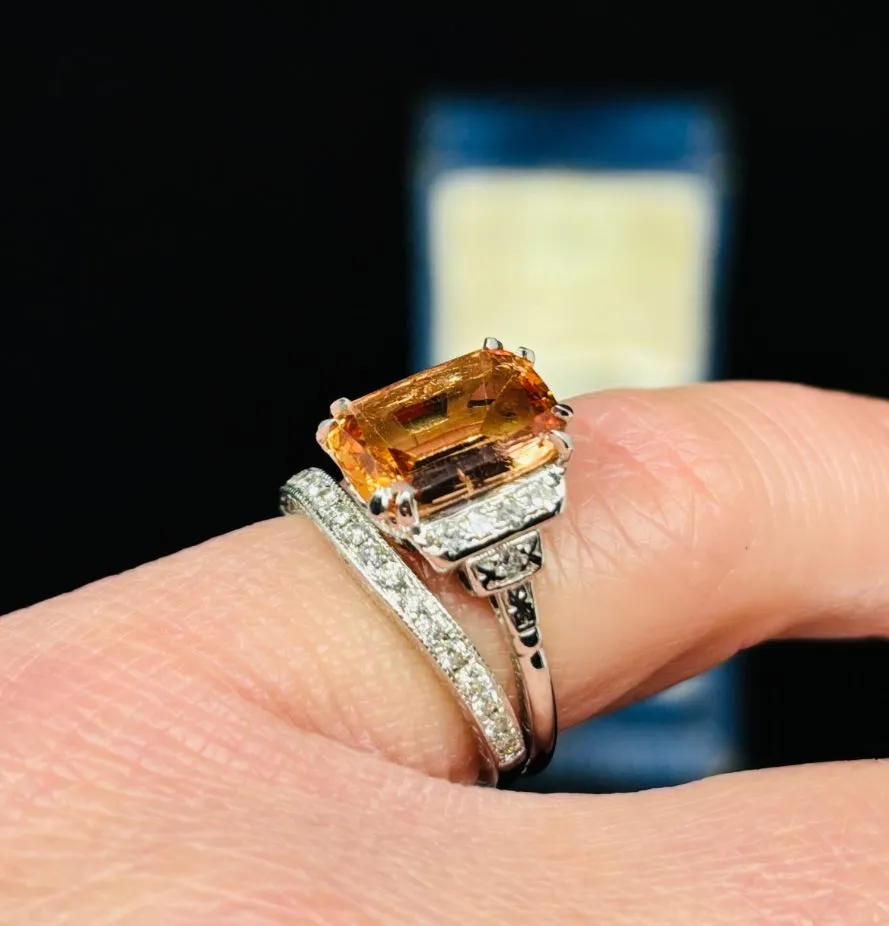 1920s Cushion Cut Imperial Topaz Ring