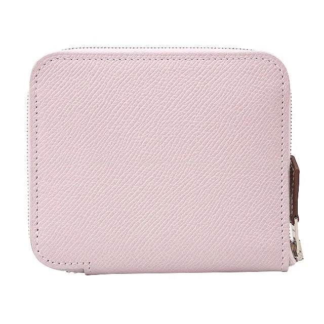 2022AW HERMES Bi-fold wallet Azap Silk in Compact H en Filet Mauve Pale/Vert Fizz/Chai Veau Epsom/Veau Barenia/Silk100% Silver HW Stamp B[BRAND NEW][Authentic]