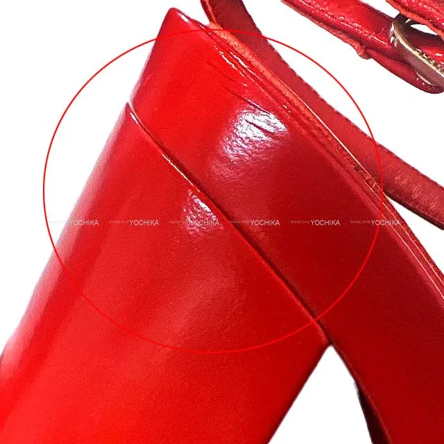 2023 AW NEW CHANEL sandals Ladies Crumpled Double-soled COCO Mark Red Patent Lambskin #37 Silver HW G45016[EXCELLENT][Authentic]