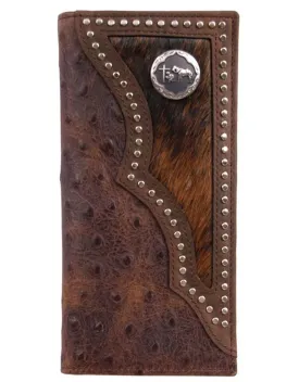 3-D® Men's Ostrich Print Praying Cowboy Concho Leather Rodeo Wallet