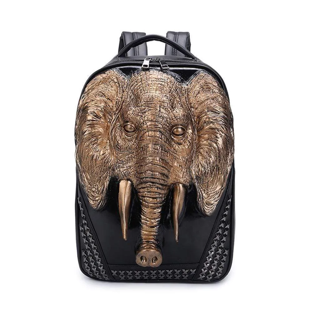 3D Elephant Backpack Studded Knapsacks  Laptop Backpack