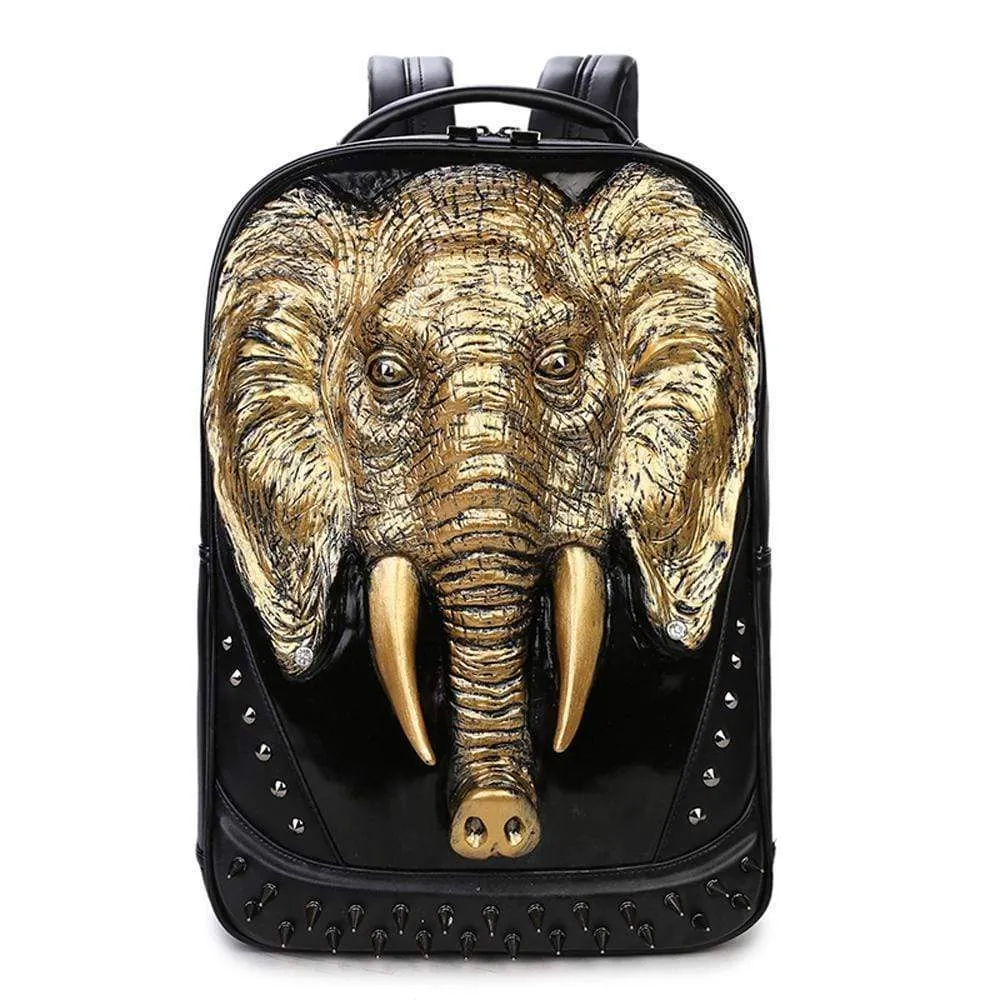 3D Elephant Backpack Studded Knapsacks  Laptop Backpack