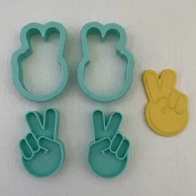 3D Printed Polymer Clay Cutter - Peace Sign Mirrored with Embosser 4 Piece Set