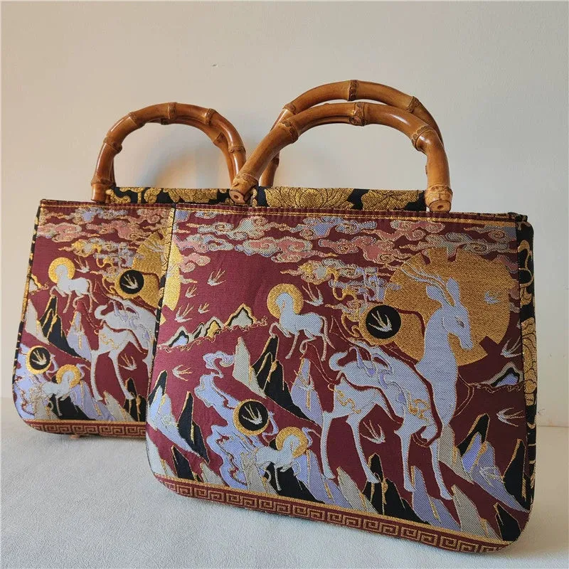 9 Colored Deer 九色鹿 Bamboo Handle Brocade Bag