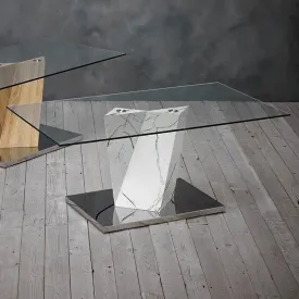 Alpha Glass Top Marble Coffee Table