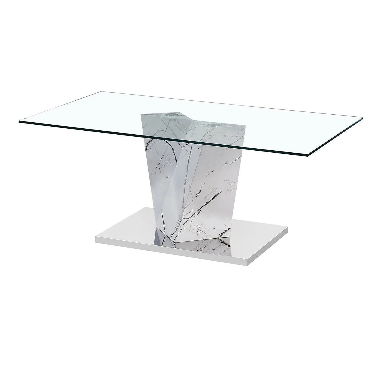 Alpha Glass Top Marble Coffee Table