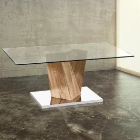 Alpha Glass Top Oak Finish Coffee Table