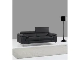 Alpha Leather Sofa Set in Black