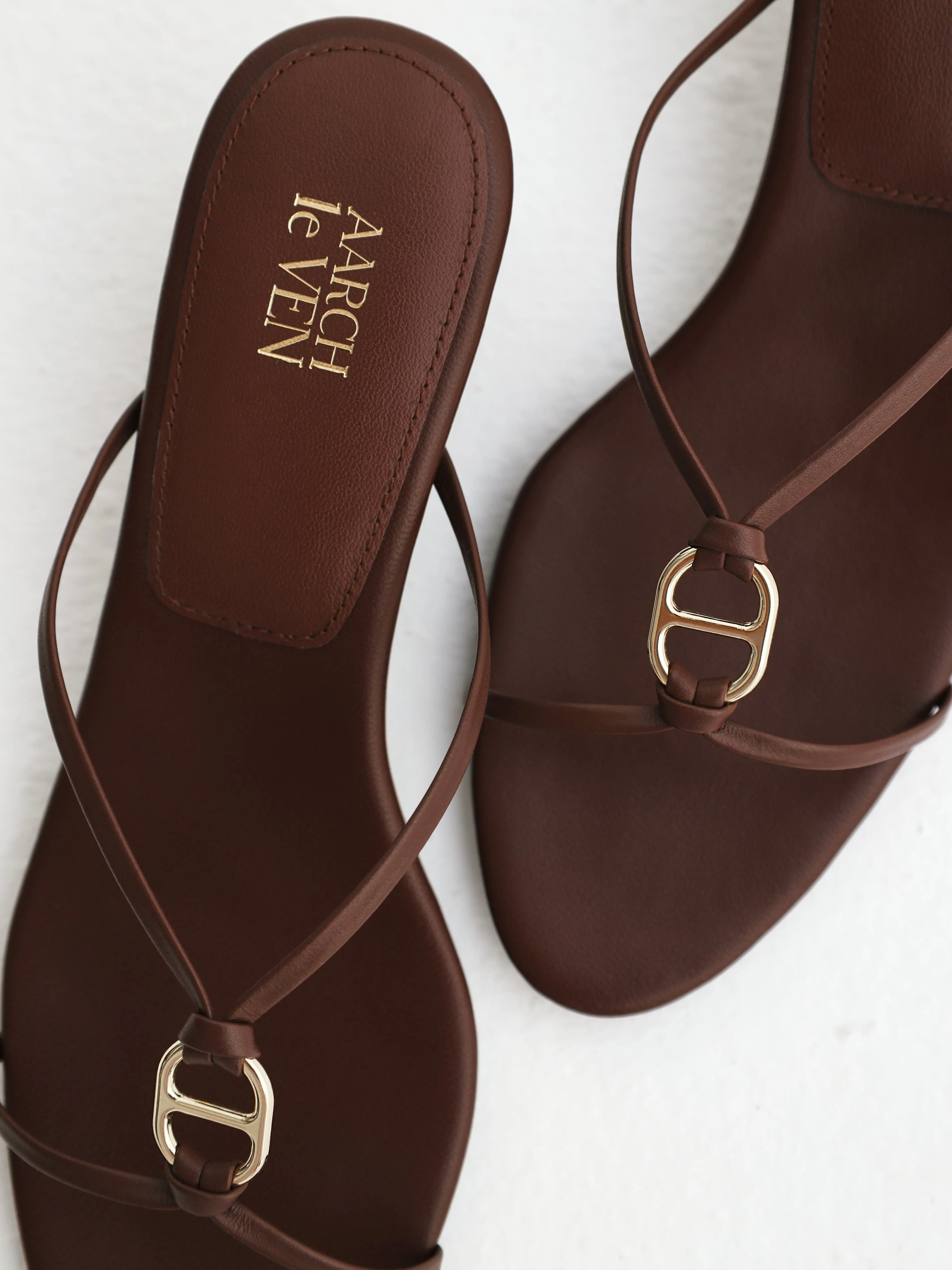 Arianna Heritage Strappy Leather Sandals | Sienna Brown