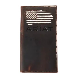 Ariat Distressed American Flag Brown Rodeo Wallet A3553734