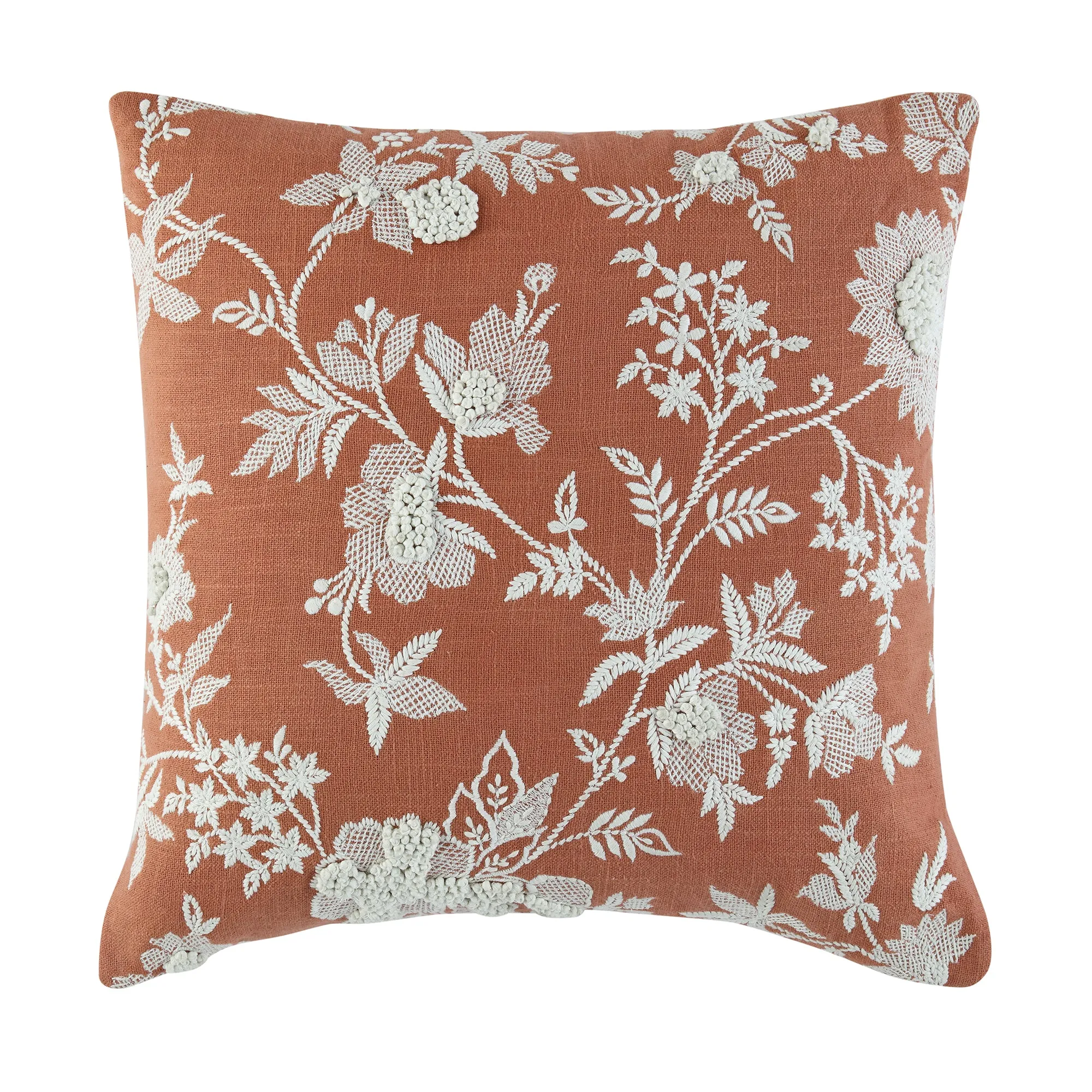 Aubrey Collection Hand Embroidered Floral Cushion