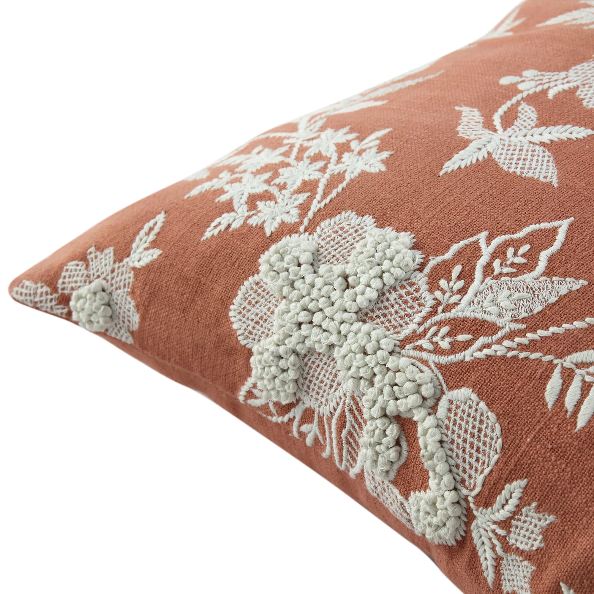 Aubrey Collection Hand Embroidered Floral Cushion