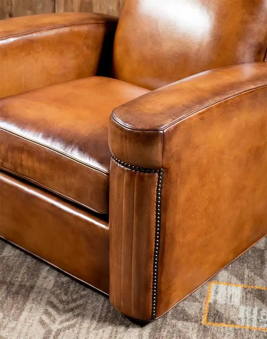 Baron Channeled Arm Leather Swivel Chair