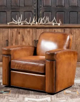 Baron Channeled Arm Leather Swivel Chair