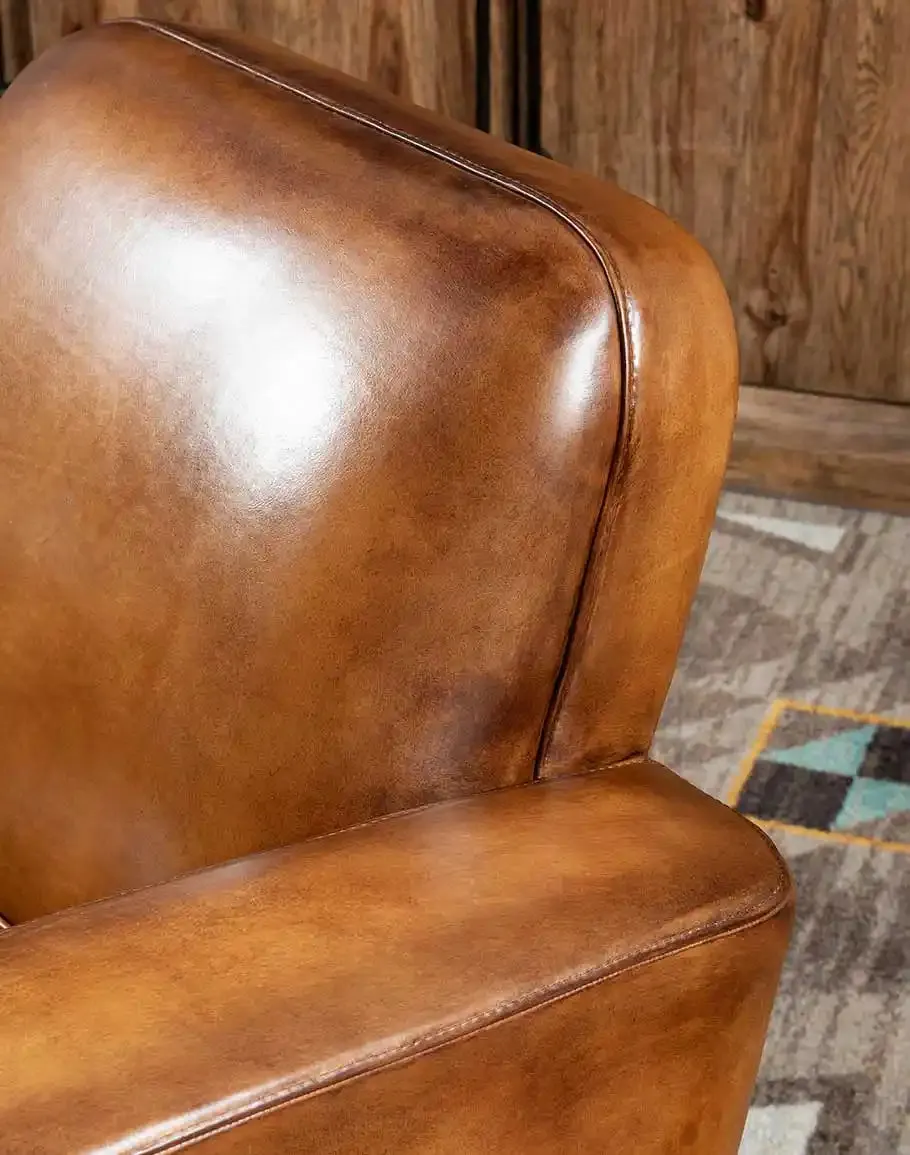 Baron Channeled Arm Leather Swivel Chair