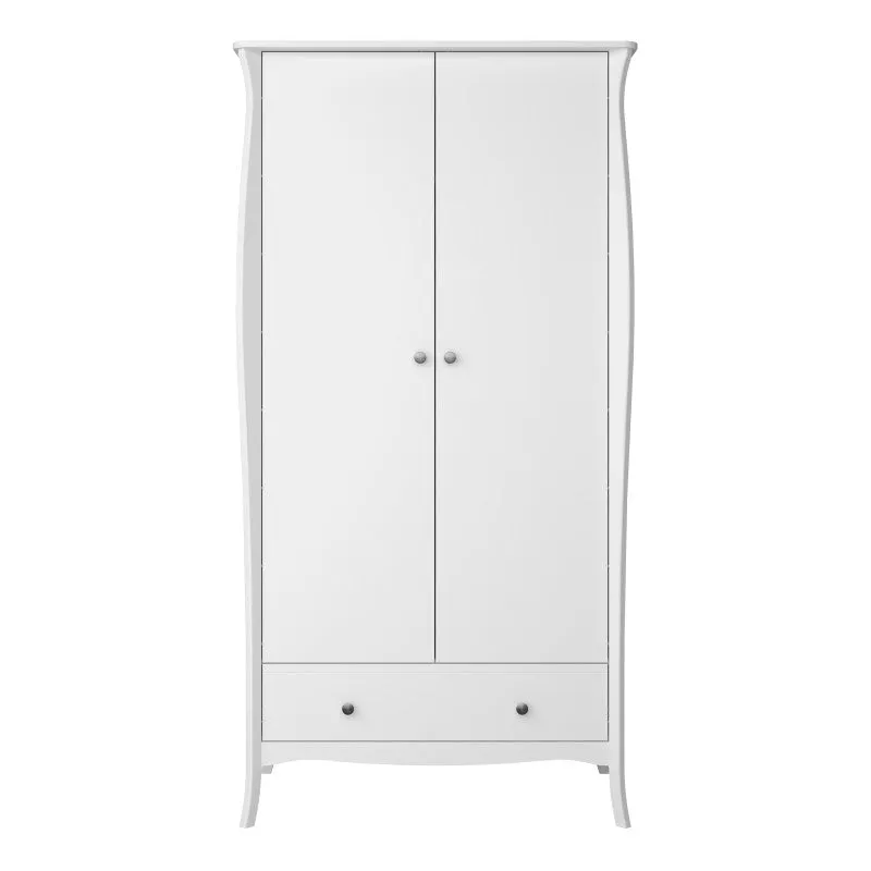 Baroque 2 Door & 1 Drawer White Wardrobe