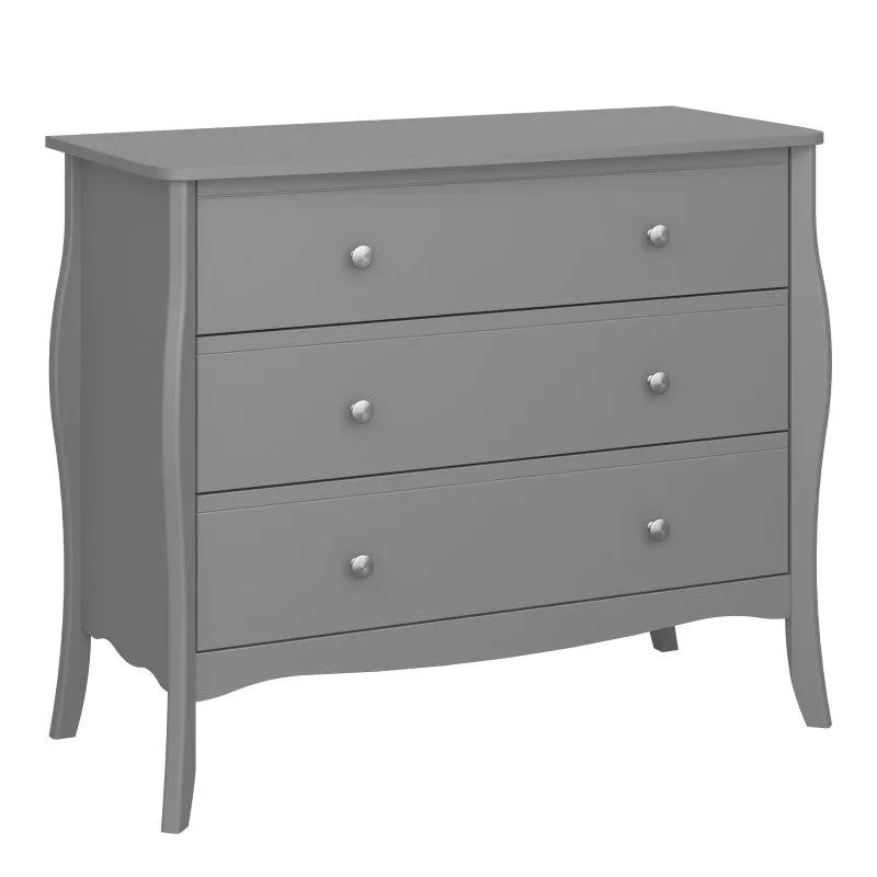 Baroque Grey Finish 3 Drawer Wide Chest