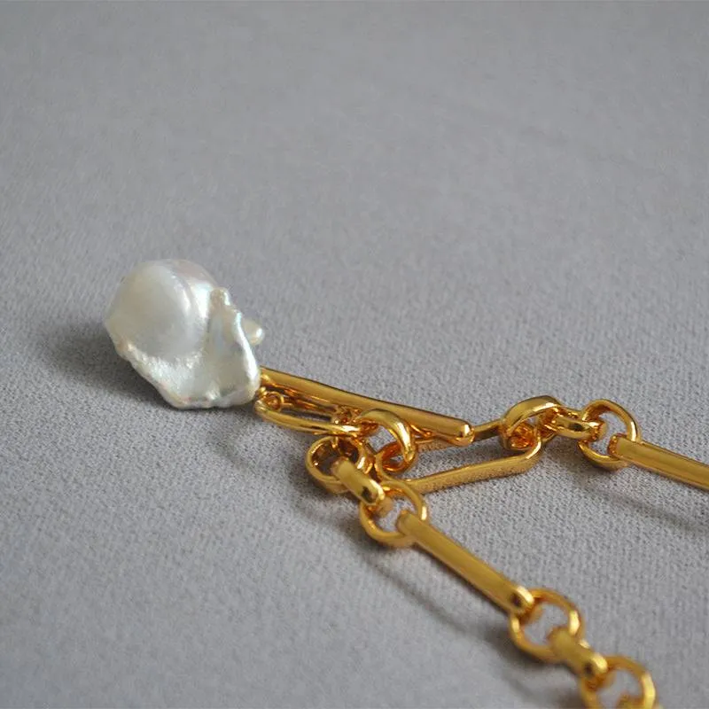 Baroque Pearl Gold Chain Necklace