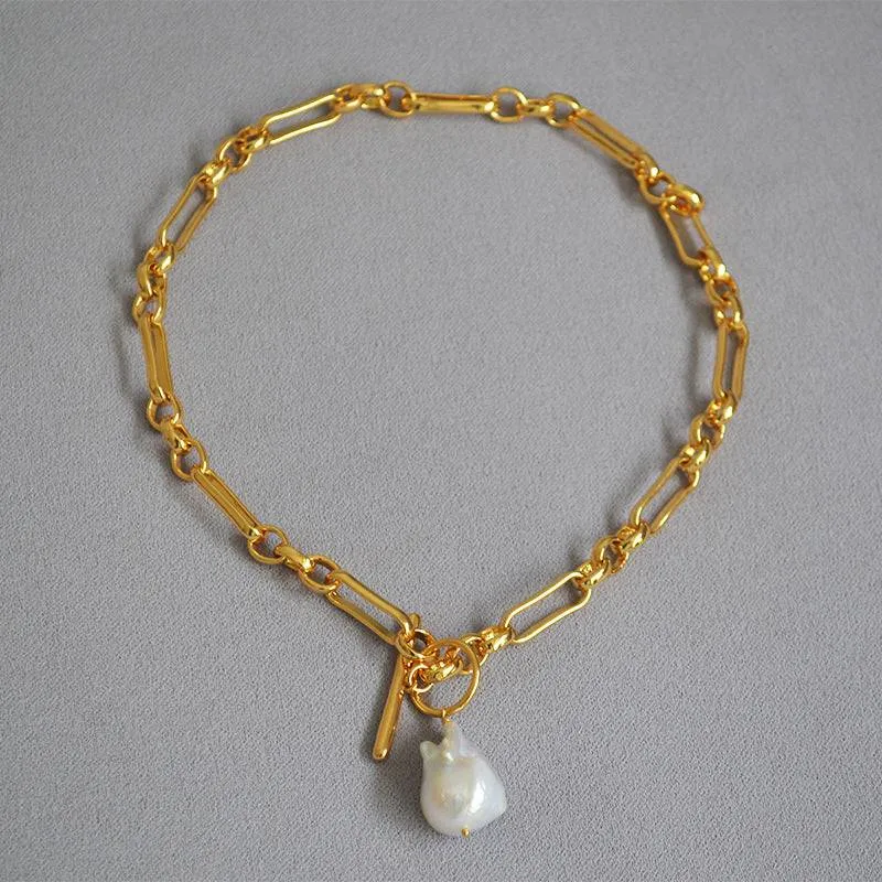 Baroque Pearl Gold Chain Necklace