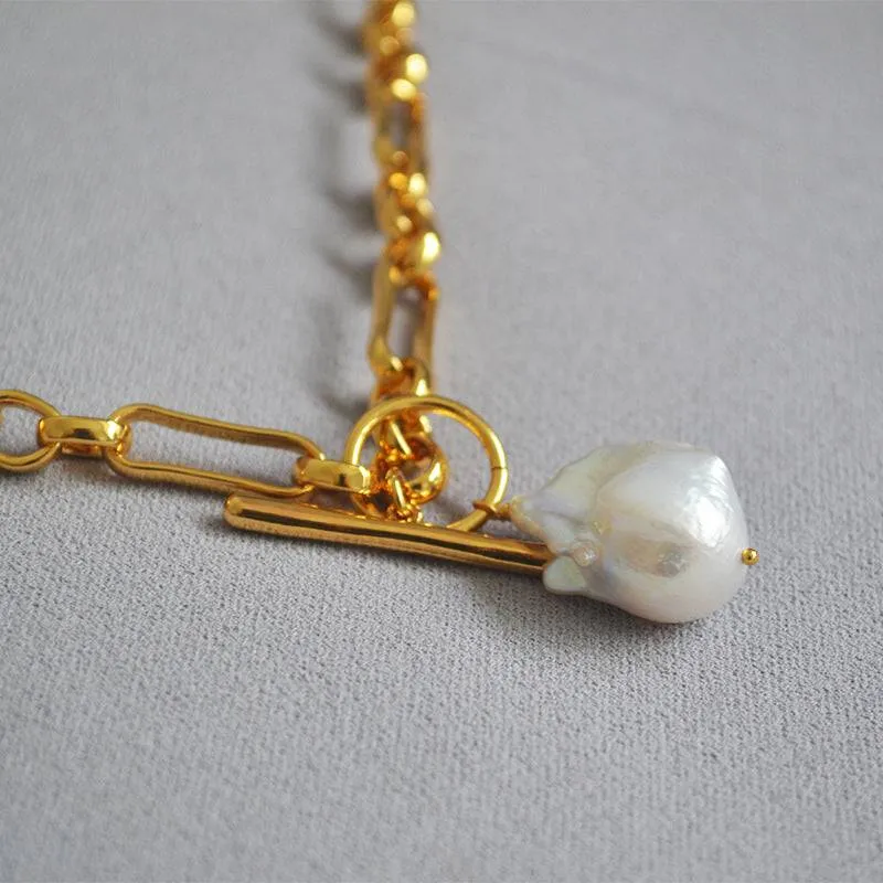 Baroque Pearl Gold Chain Necklace