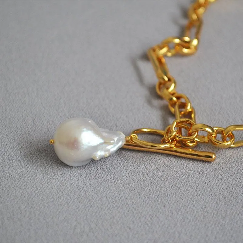 Baroque Pearl Gold Chain Necklace