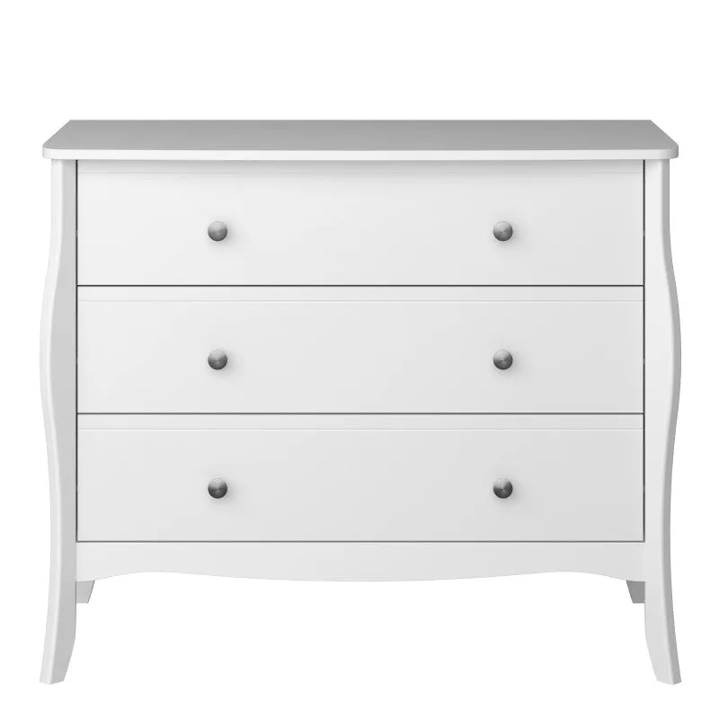 Baroque White Finish 3 Drawer Wide Chest