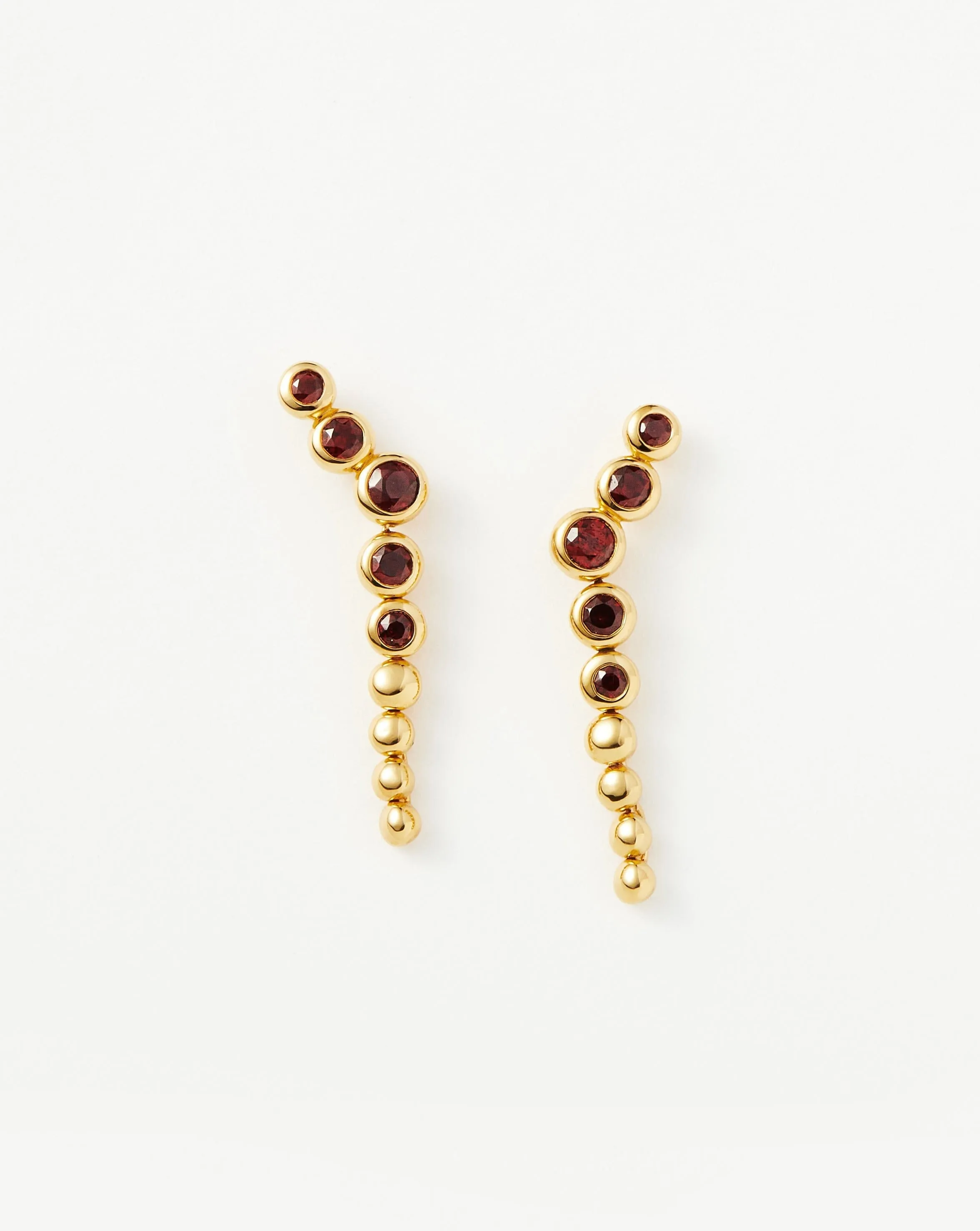 Beaded Red Garnet Drop Stud Earrings