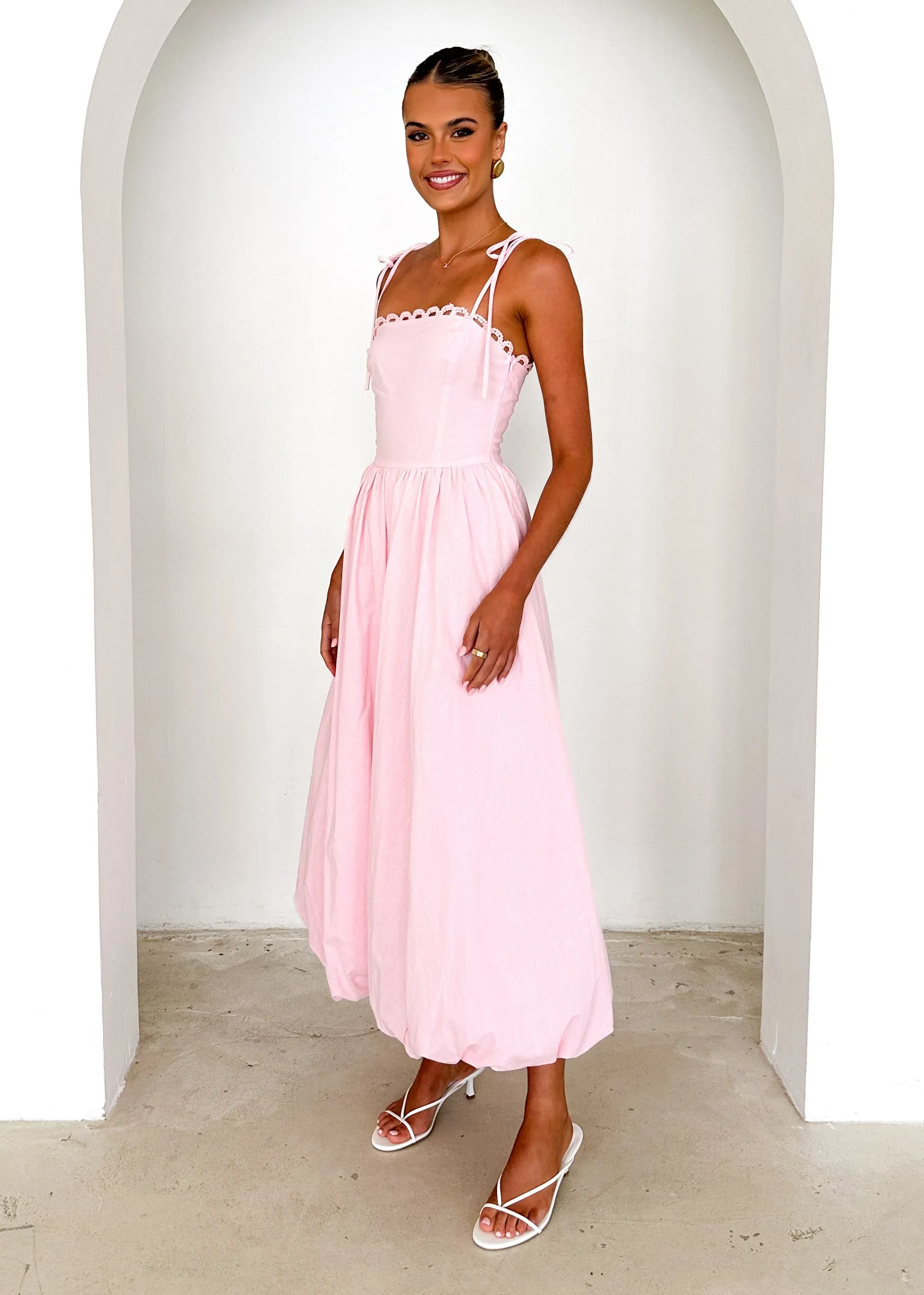 Bec Bubble Midi Dress - Blush