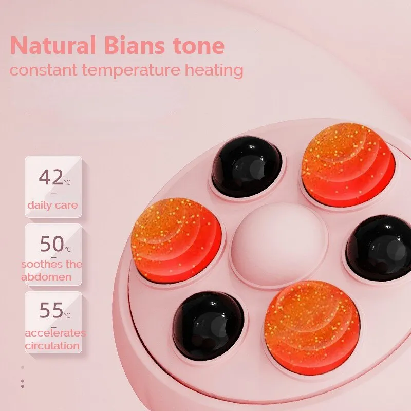 Bian Stone Belly Massager Red Light Therapy Body Stomach Slimming Anti Cellulite Machine Head Stomach Hot Massager Health Care