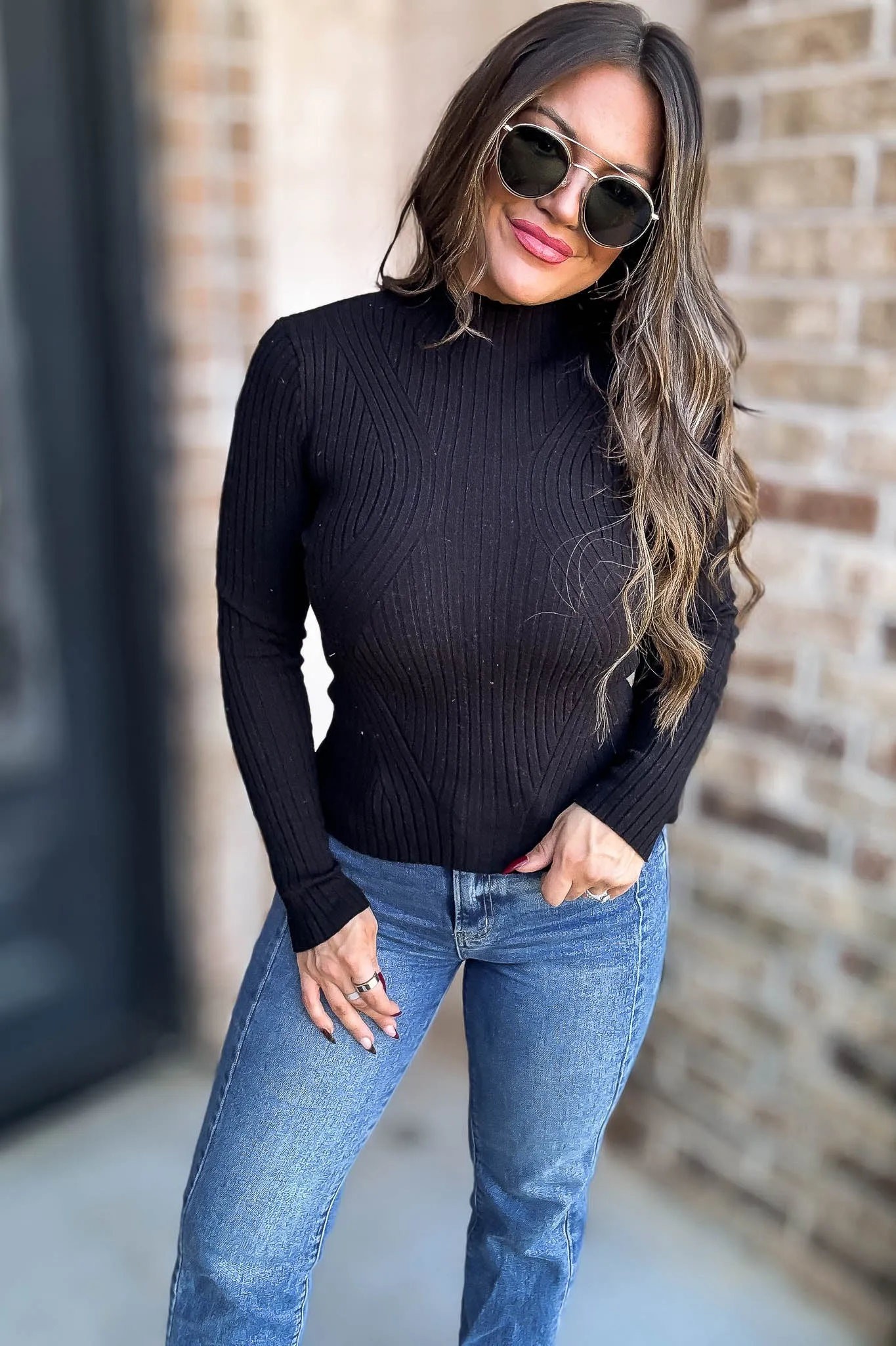 Black Counturing Sweater Top