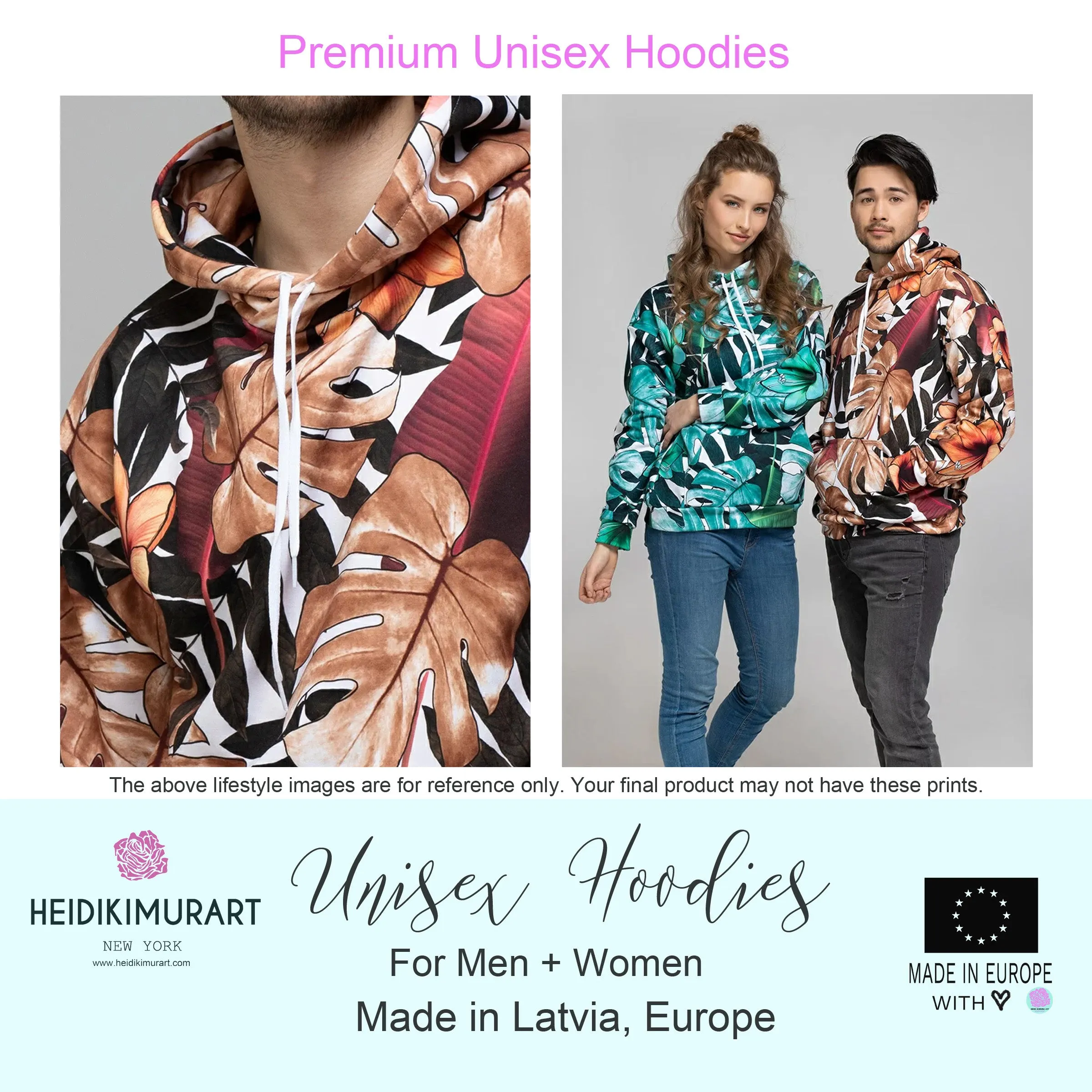 Black Floral Men's Sweatshirt, Designer Flower Print Unisex Premium Quality Hoodie-Made in EU/MX