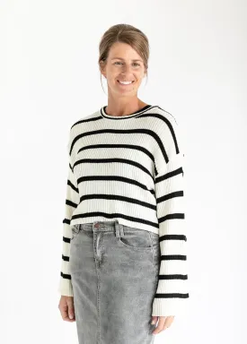 Black Striped Bell Sleeve Knit Top - FINAL SALE