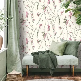 Blossom Wallpaper - Pink on Cream