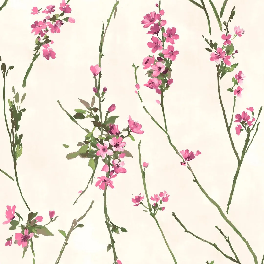 Blossom Wallpaper - Pink on Cream