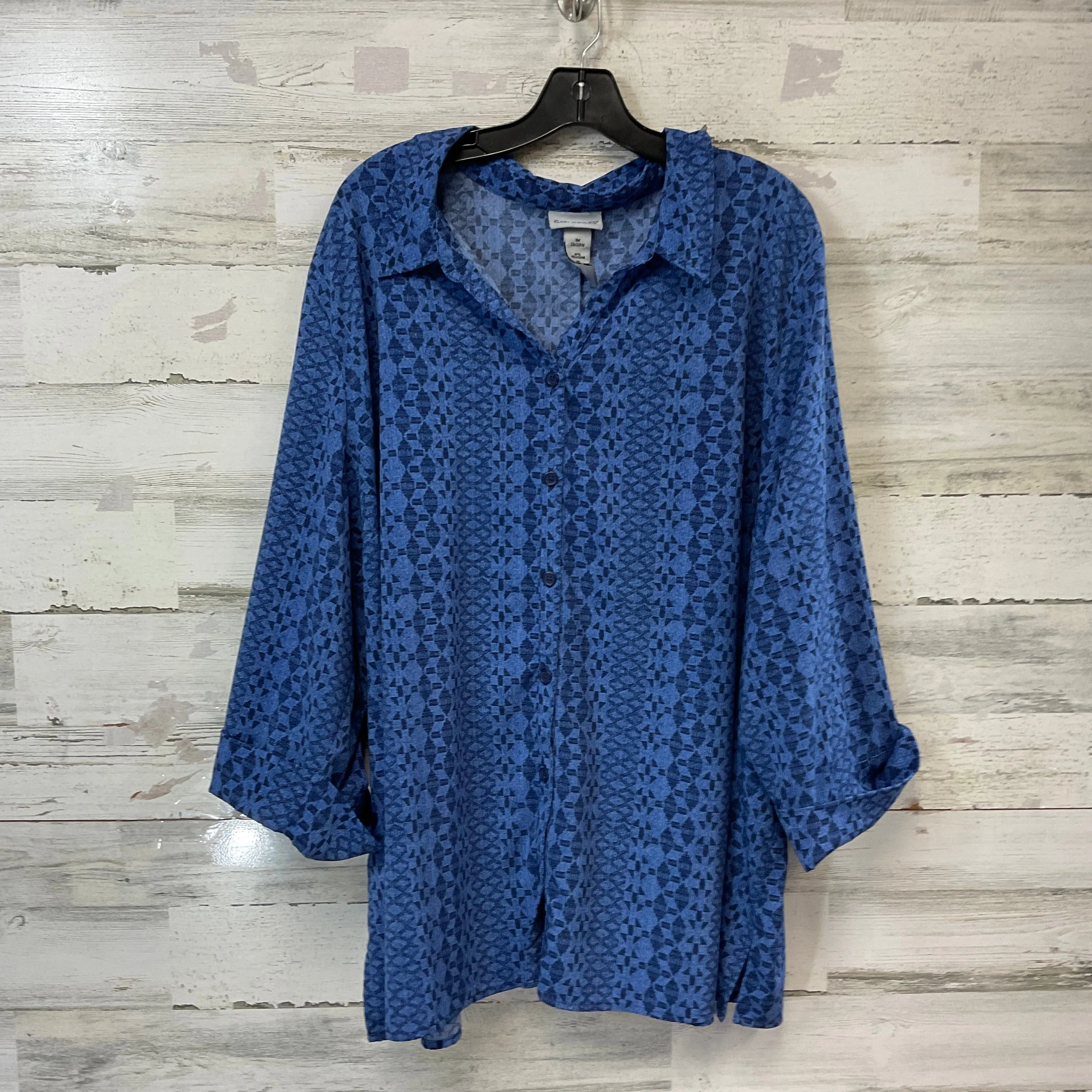 Blouse 3/4 Sleeve By Catherines In Blue, Size: 3x