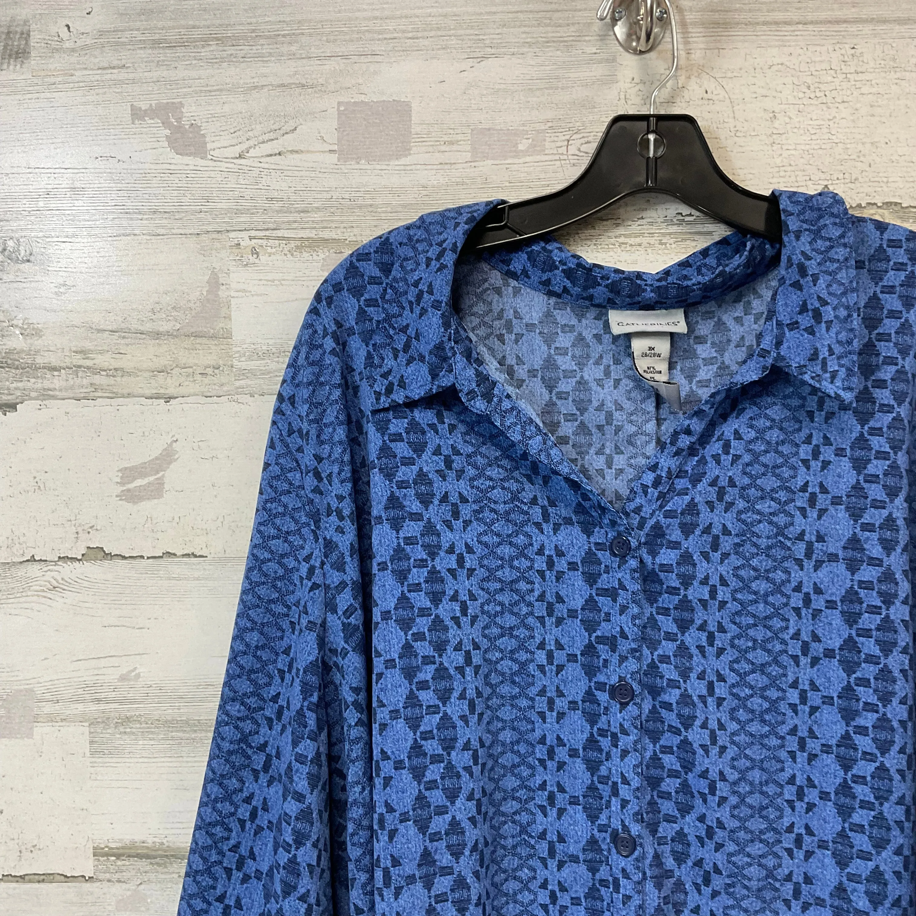 Blouse 3/4 Sleeve By Catherines In Blue, Size: 3x