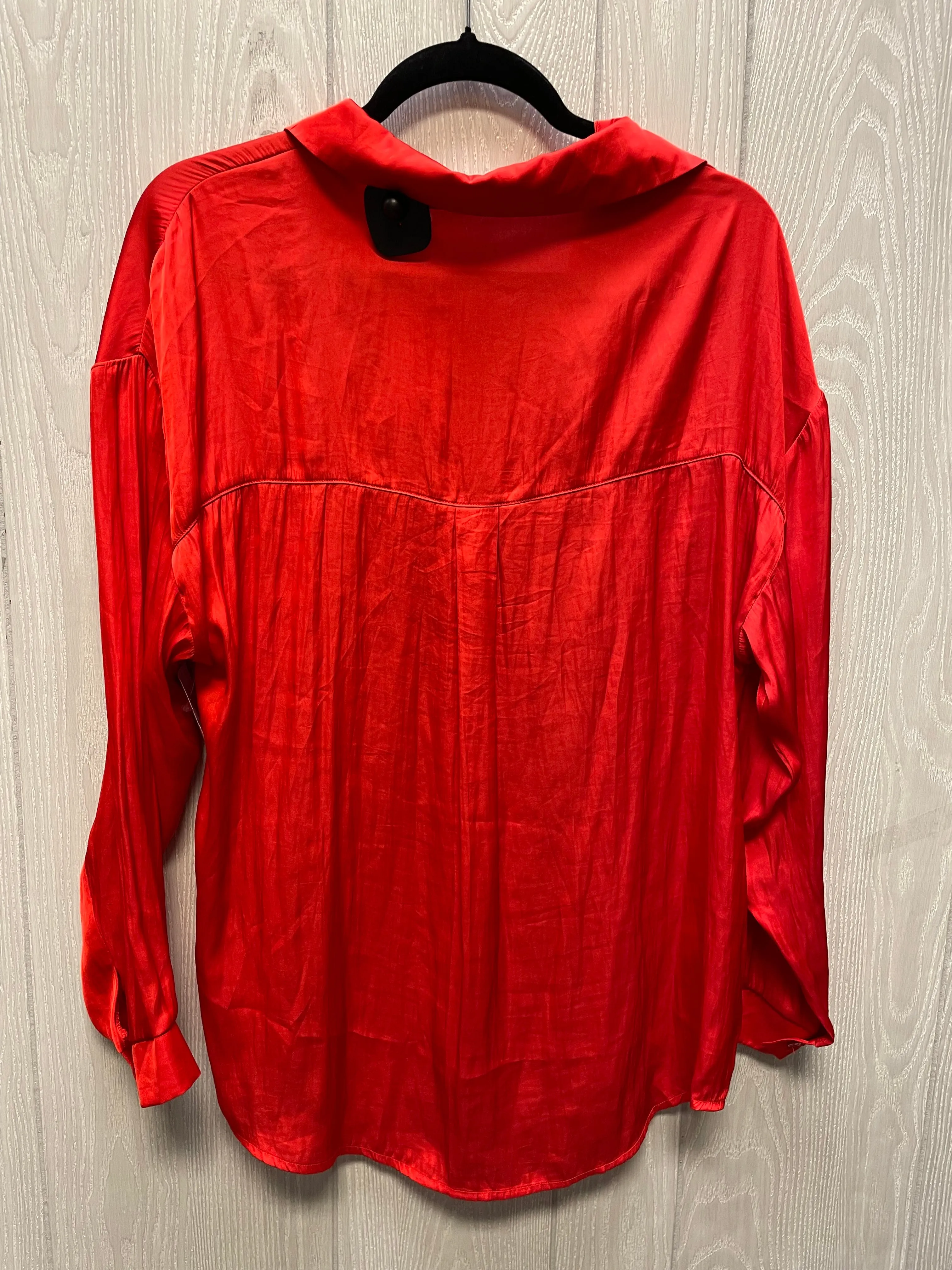 Blouse Long Sleeve By Lush In Red, Size: L