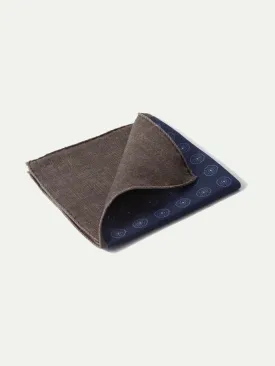 Blue and brown reversible pocket square - Made in Italy