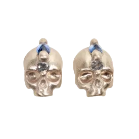 Blue Island Of Idols Skull Stud Earrings in White- 11649