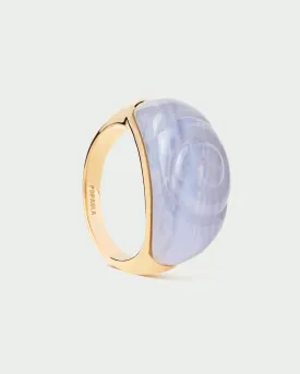 Blue lace agate Shell ring