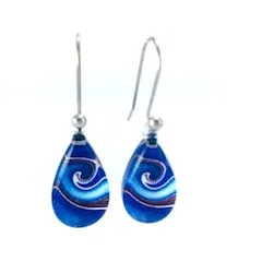 Blue Teardrop Mystic Wave Pendant & Earring Set