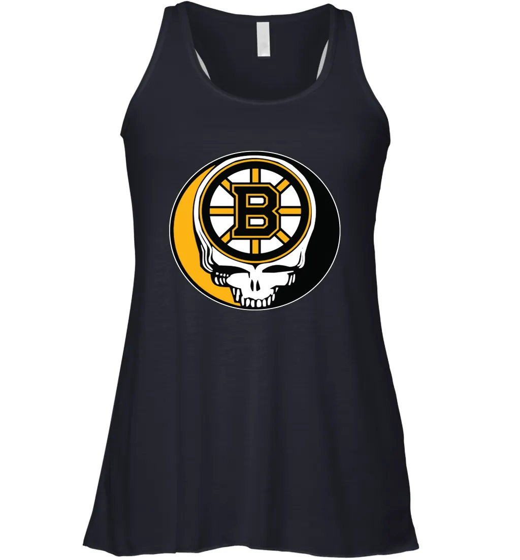 Boston Bruins Grateful Dead Steal Your Face Hockey NHL Womens Racerback Tank Top