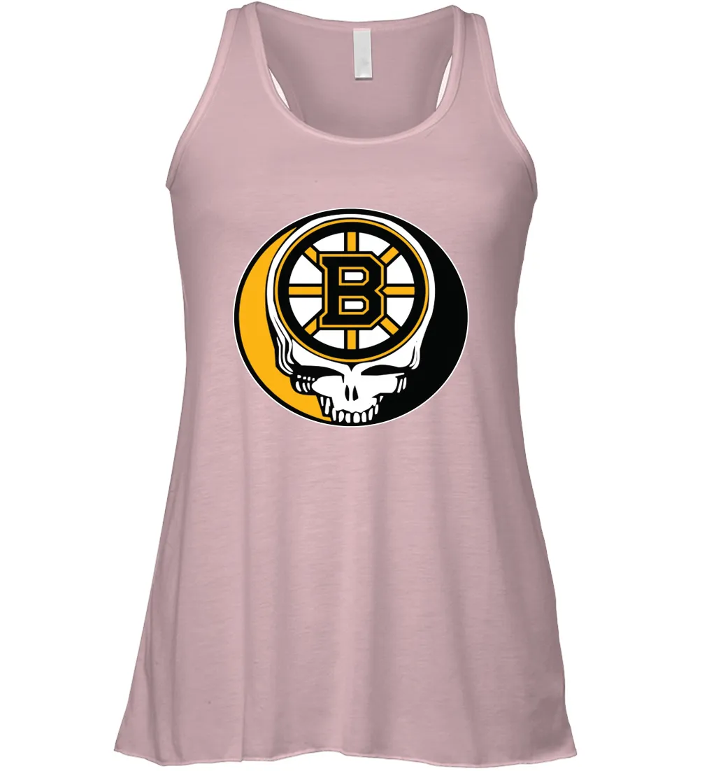 Boston Bruins Grateful Dead Steal Your Face Hockey NHL Womens Racerback Tank Top