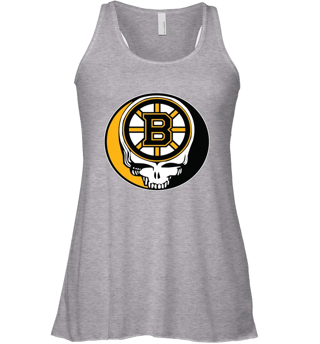 Boston Bruins Grateful Dead Steal Your Face Hockey NHL Womens Racerback Tank Top