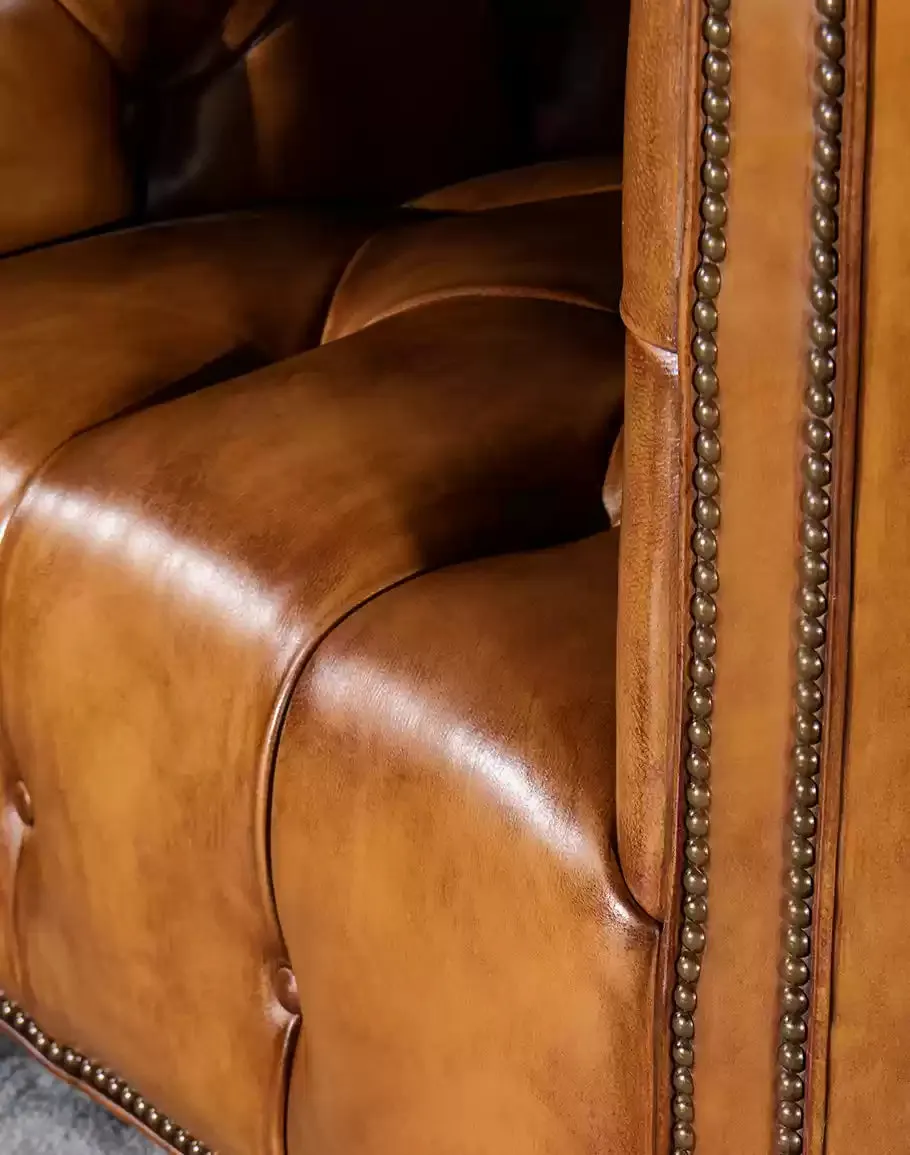 Briaton Vintage Top Leather Tufted  Chair