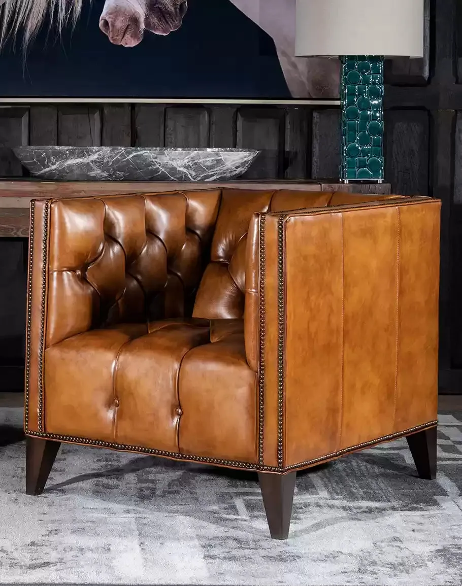 Briaton Vintage Top Leather Tufted  Chair